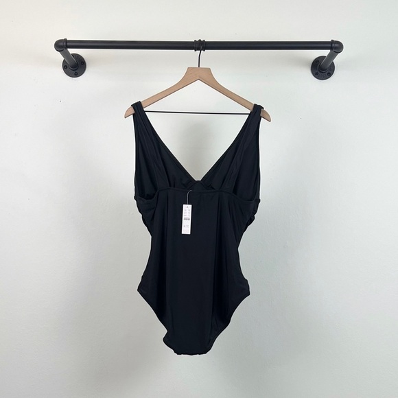NWT J. Crew Ruched V-neck one-piece Swimsuit In Black - Picture 7 of 8